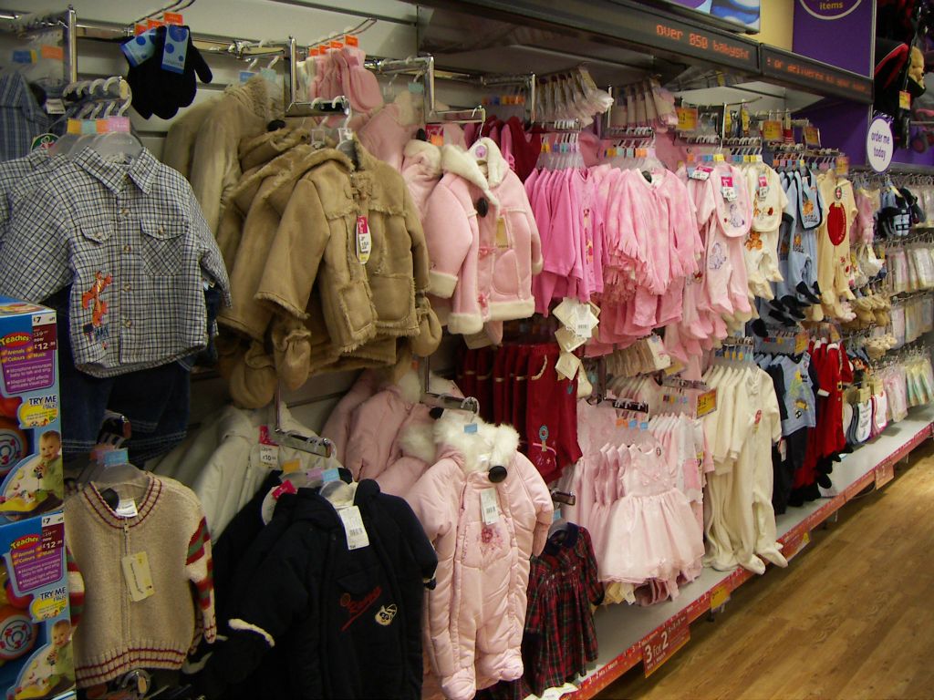 A hanging display of Ladybird Clothes for pre-schoolers, in the Kingswood, Bristol Woolworths (2005)