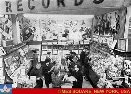 Upscale entertainment offer at the F. W. Woolworth Co. branch in Times Square, New York in the mid 1960s.