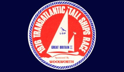 A sticky round label which was affixed to point of sale signs by Woolworth staff to mark the company's sponsorship of Great Britain II, which competed in the Transatlantic Small Ships Race