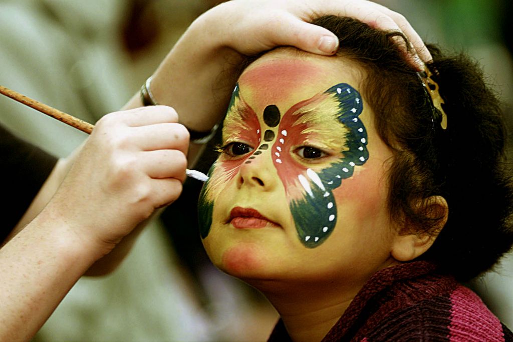 A close-up of the face painting