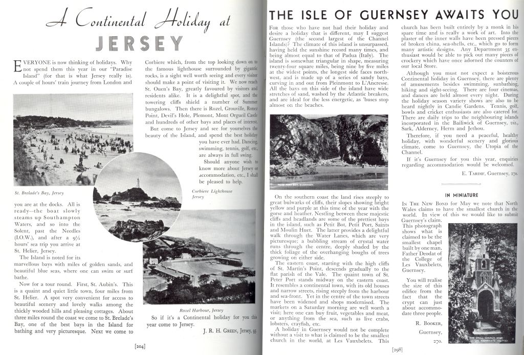 Before the War, the stores in Jersey and Guernsey contributed competing articles to the staff magazine to attract new visitors to the Channel Islands...