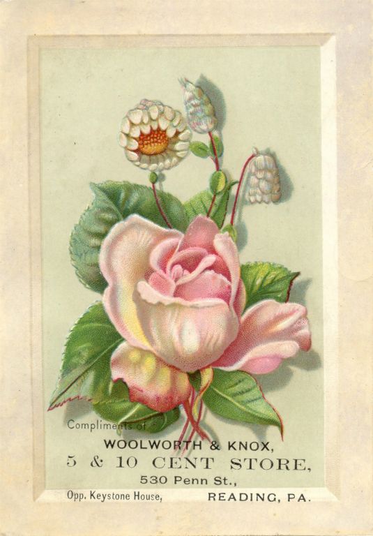 A trade card from Reading Pennsylvania where Woolworth and his Cousin opened a joint-venture store on September 20, 1884