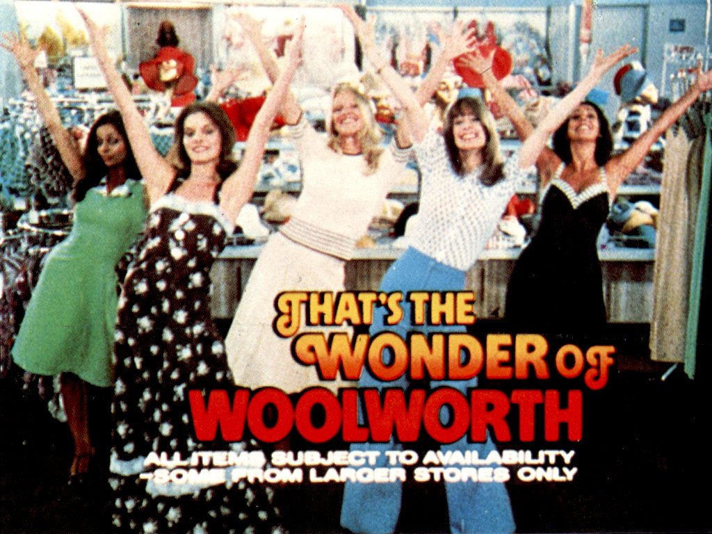 The clothing campaign included a song-and-dance routine on Woolworth's traditional personal service counters