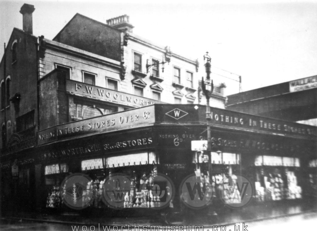 Woolworth's first London store opened on 10th December 1910 at the corner of Atlantic Road and Brixton Road. Brixton was a fashionable suburb famed for its large Edwardian villas. It is just three miles from the centre of the City.  The branch relocated along the parade to iconic purpose-built premises diagonally opposote the town hall on 3rd September 1936, where it traded until the demise of the retail chain in 2008