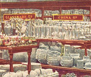 Glassware and China on sale in the first British Woolworths on opening day, 5th November 1909.  With special thanks to Mr. Scott Oakford.