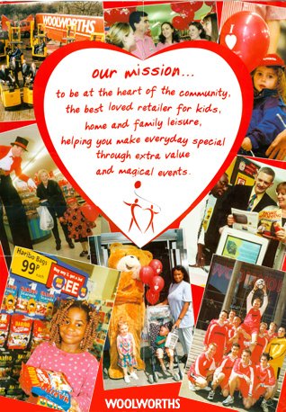 The Woolworths Mission Poster from 1998, which appeared on virtually every noticeboard across the business.