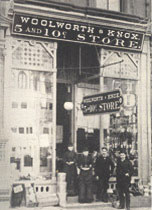 The Woolworth and Knox store in Reading PA in 1884. Woolworth's cousin Seymour Knox at the far in the foreground