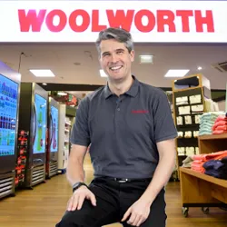 Woolworth Germany supremo Roman Heini, who has led the Company to great success since he was appointed in 2020, piictured outside the store in Alter Dorfweg (Old Village Path) in Bremen, about 7km from the original store in the country which opened 98 years ago.