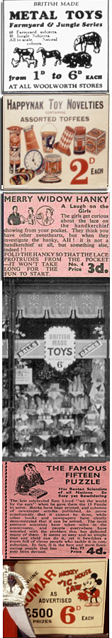 Simple toys at rock bottom prices - the hallmark of Woolworths in the early days