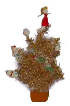 A simple foil, cellulose and plastic decorated Christmas Tree - 5 shillings (25p) in 1957.