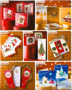 The Woolworths range of Christmas Cards in 2006 from the Big Red Book Catalogue. The threepenny and sixpenny stores, once famous for their value, were now promoting 'extra special handmade cards' at five for three pounds and most items at four pounds - better quality but four times the price of the pound shops and twice the supermarket price
