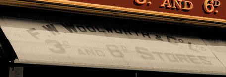Sunblinds were more or less permanently down in the summer months during the 1920s, emblazoned with the F. W. Woolworth 3D and 6D Stores name and, in some case, the chain's "Nothing over 6D" slogan