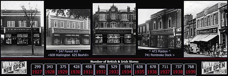 The F. W. Woolworth threepenny and sixpenny stores open in Wallington, Forest Hill, Bexhill-on-Sea, Maldon and Pembroke Dock. Part of a wave of 394 openings between 1929 and 1939.