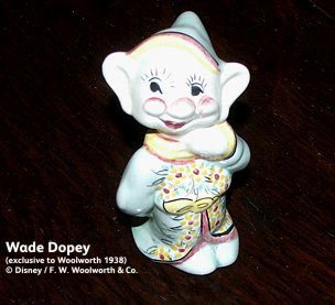 The Wade Dopey was intended to be the first in a series of figures. The chain planned to sell these at a loss as part of a publicity campaign to show that sixpence went a long way in the stores. The war intervened, leaving poor Dopey as an orphan.
