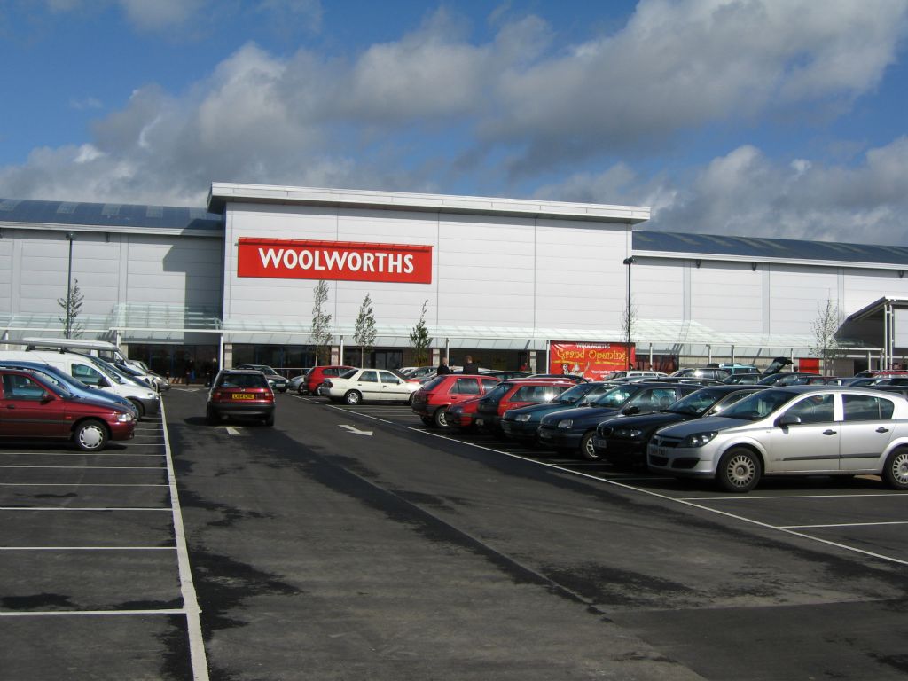 A wide view of the store front of Woolworths out-of-town Bristol Hartcliffe