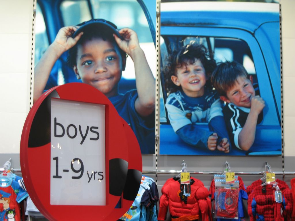 Point of sale material promoting the Ladybird Boys Clothing at Woolworths out-of-town