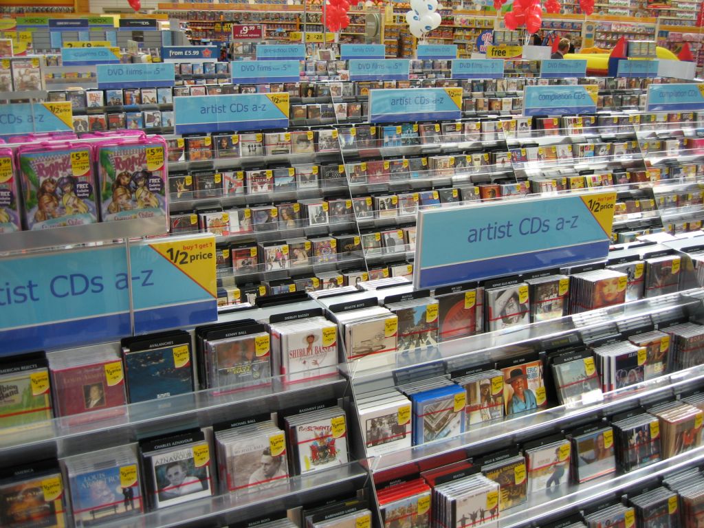 A range of CDs to rival any specialist (and to support sister company Entertainment UK) on sale at an out-of-town Woolworths store in 2005