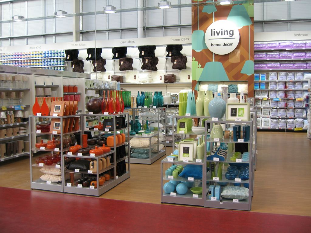 An upmarket rangeof decorative objects for the home, stylishly displayed in the out-of-town Woolworths store in Bristol Hartcliffe (2005)