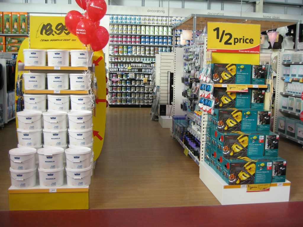 The broad range of DIY goods available at an out-of-town Woolworths store in 2005
