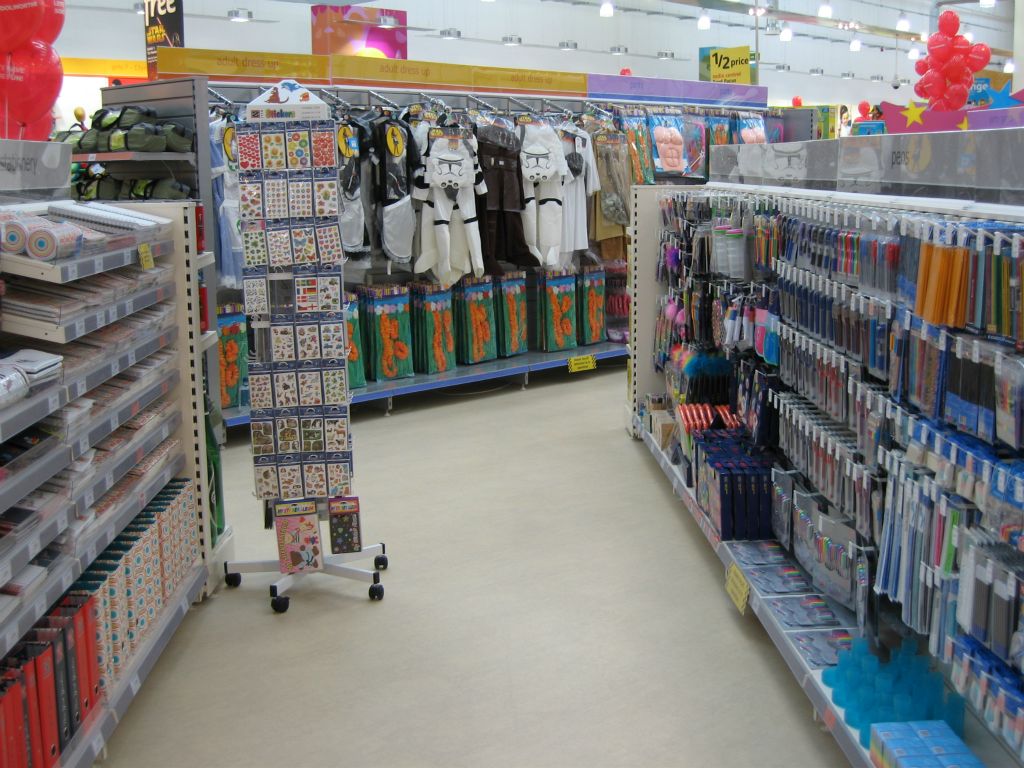 A broad range of stationery accessories were offered at Woolworths' out-of-town stores
