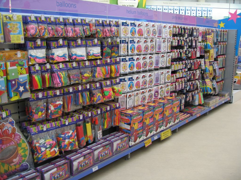 A huge display of balloons, which formed party of the extensive party range at Woolworths' out-of-town stores in 2005