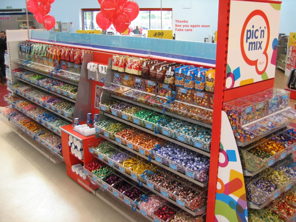 A closer view of the pic'n'mix display at Woolworths Imperial Park, Bristol (2005)