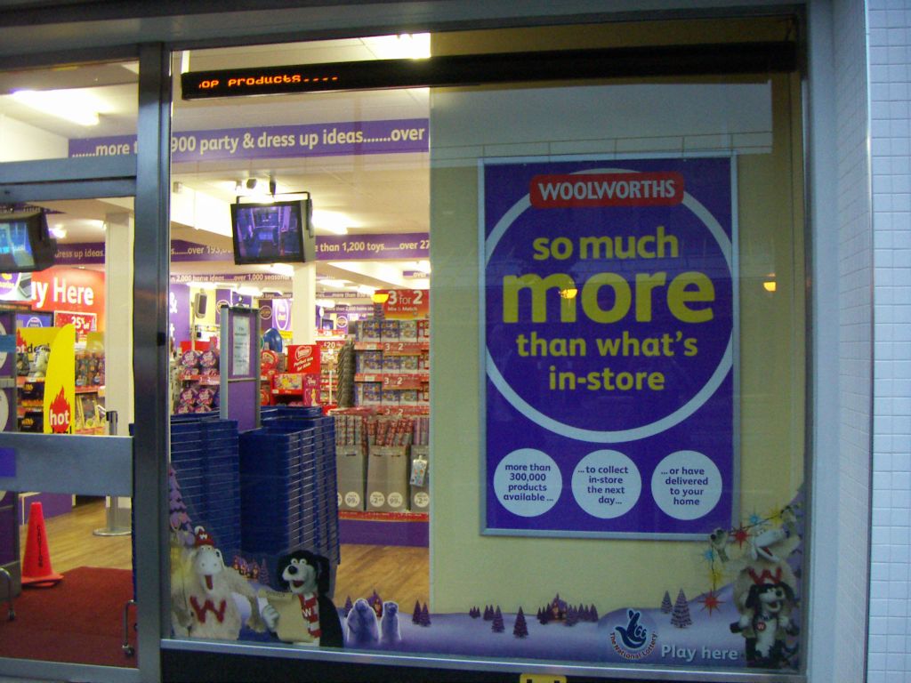 A large purple banner promises much more than you see in store, thanks to an extended range which was available to order (2005)