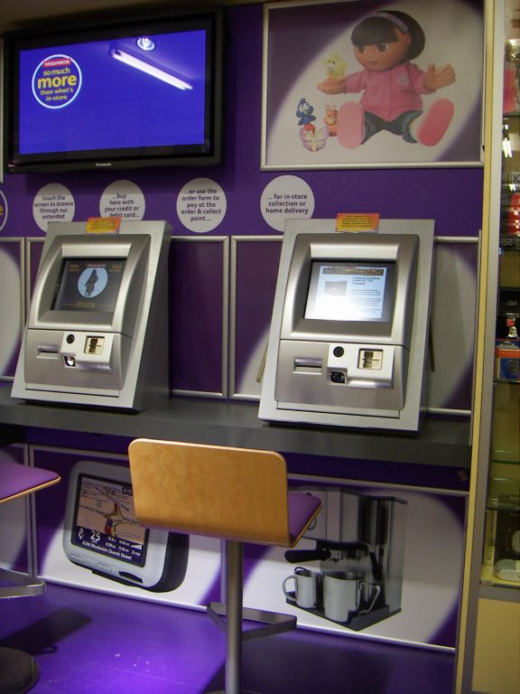 A pair of IBM/Retec touch-screen ordering kiosks at the Kingswood Woolworths Ordering Point
