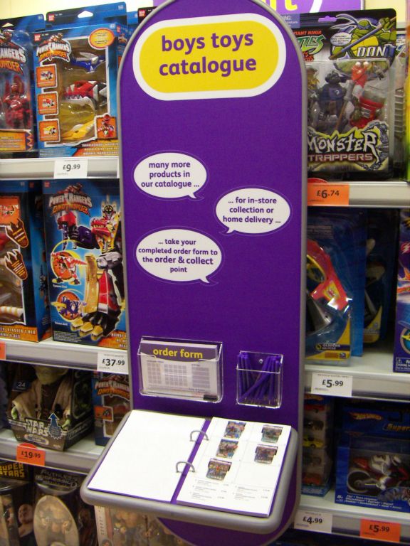 A specially made paper catalogue allowed technology-resistant shoppers to browse the extended range of toys that were available to order in a non threatening way