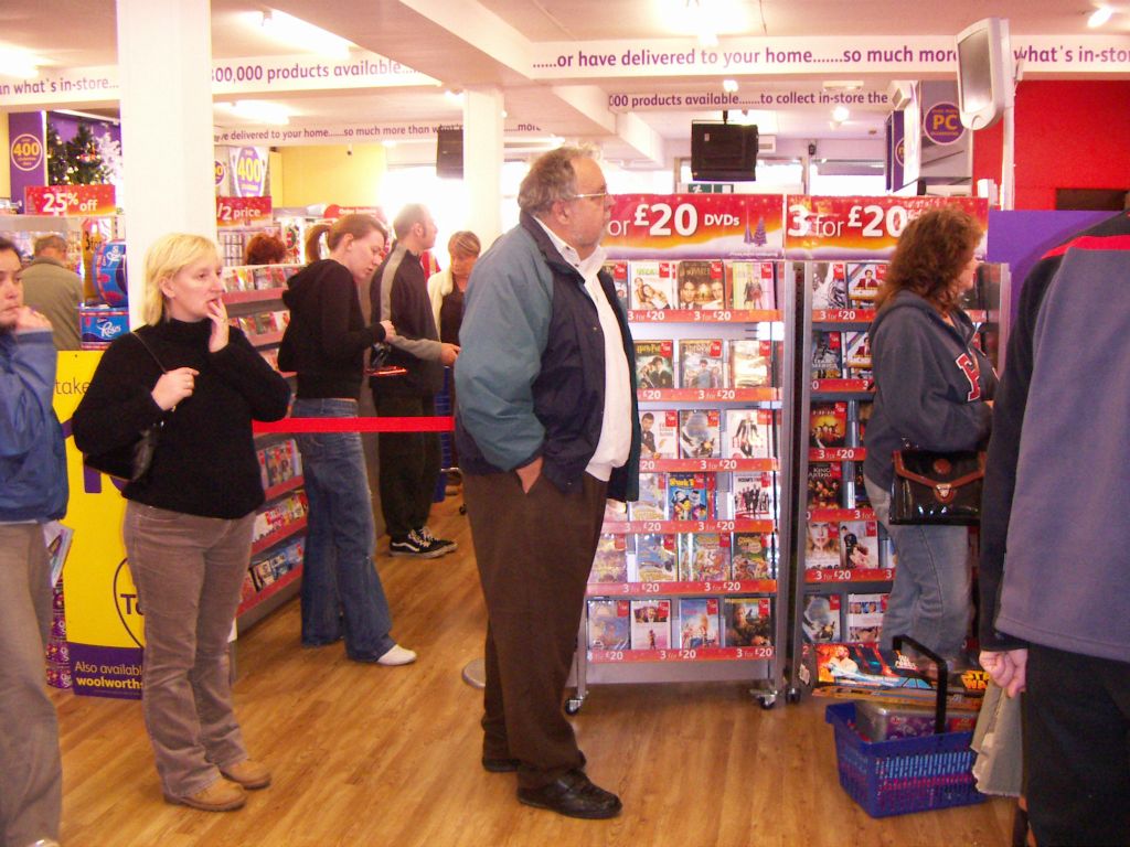 Shoppers patiently queuing to pay on the opening day of the Kingswood Woolworths