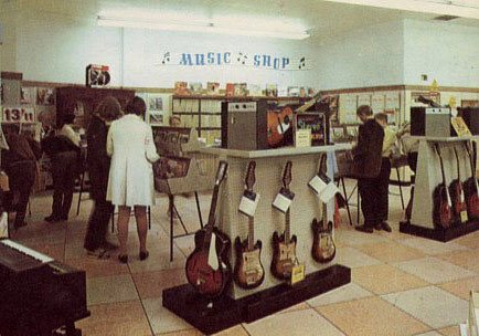 Electric Guitars on sale in F. W. Woolworth, Wolverhampton in 1969.