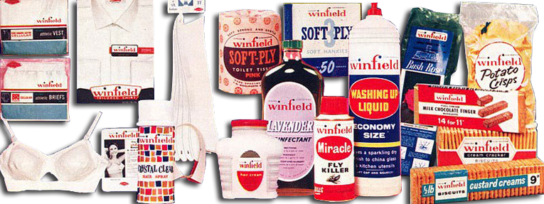 Some of the wide range of Winfield products when the brand was launched by F.W. Woolworth in 1963.