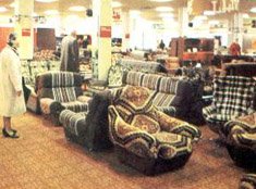 Foam filled furniture on display in a Woolworth store in 1979