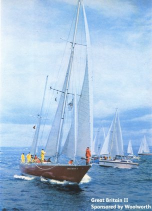 Great Britain II, which set a world record in the 1976 Transatlantic Tall Ships race and was sponsored by F. W. Woolworth & Co. Ltd.