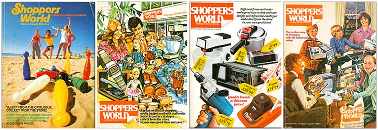Example catalogues from Shoppers World (left to right 1978 to 1981)