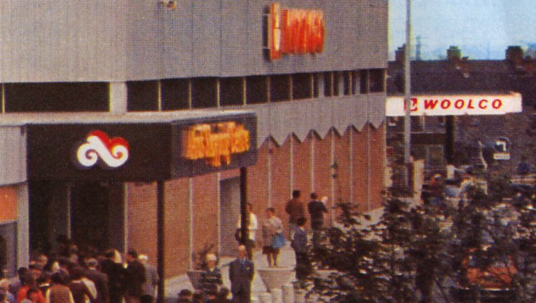 A colour view of the Ards Shopping Centre from July 1976, the start of the long hot summer