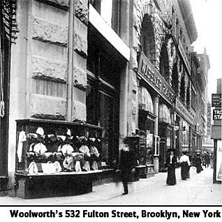 The F. W. Woolworth & Co. Five-and-Ten Cent Store in Fulton Road, Brooklyn, New York, pictured at the turn of the 20th Century
