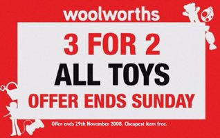 Three for the price on two for toys - a highly effective and cash generative promotion in November 2008