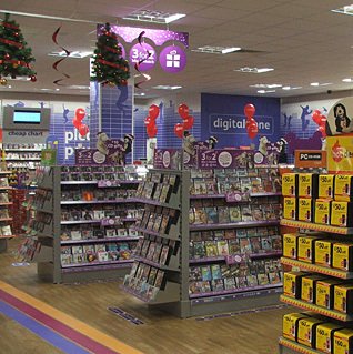 The huge Entertainment department in the prototype Woolworths Kids Store format branch in Midland Road, Bedford, pictured at Christmas in 2006