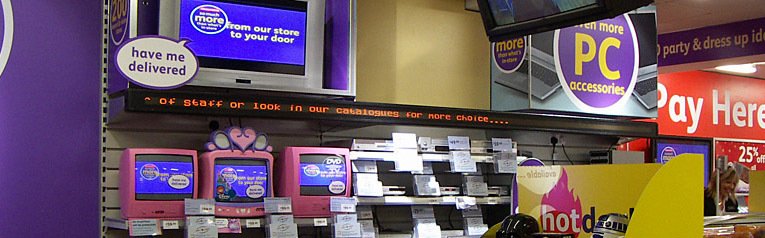 Digital signage and LCD TVs relayed news of the store's extended range