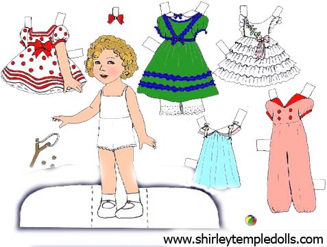 Cut outs of Shirley Temple dolls were a top seller in the late 1930s. You can see a number at the great website www.shirleytempledolls.com
