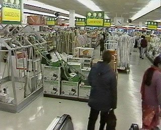 The large basement salesfloor of a City Centre Woolworth store in the 1980s included, among other things a fully assembled greenhouse, offered for sale on interest-free credit. The picture was taken in 1983