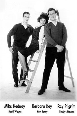Three of the stars of the Embassy Label, pictured in 1961. Left to right Mike Redway/Redd Wayne, Barbara Kay/Kay Barry and Ray Pilgrim/Bobby Stevens. Image with special thanks to Ray Pilgrim