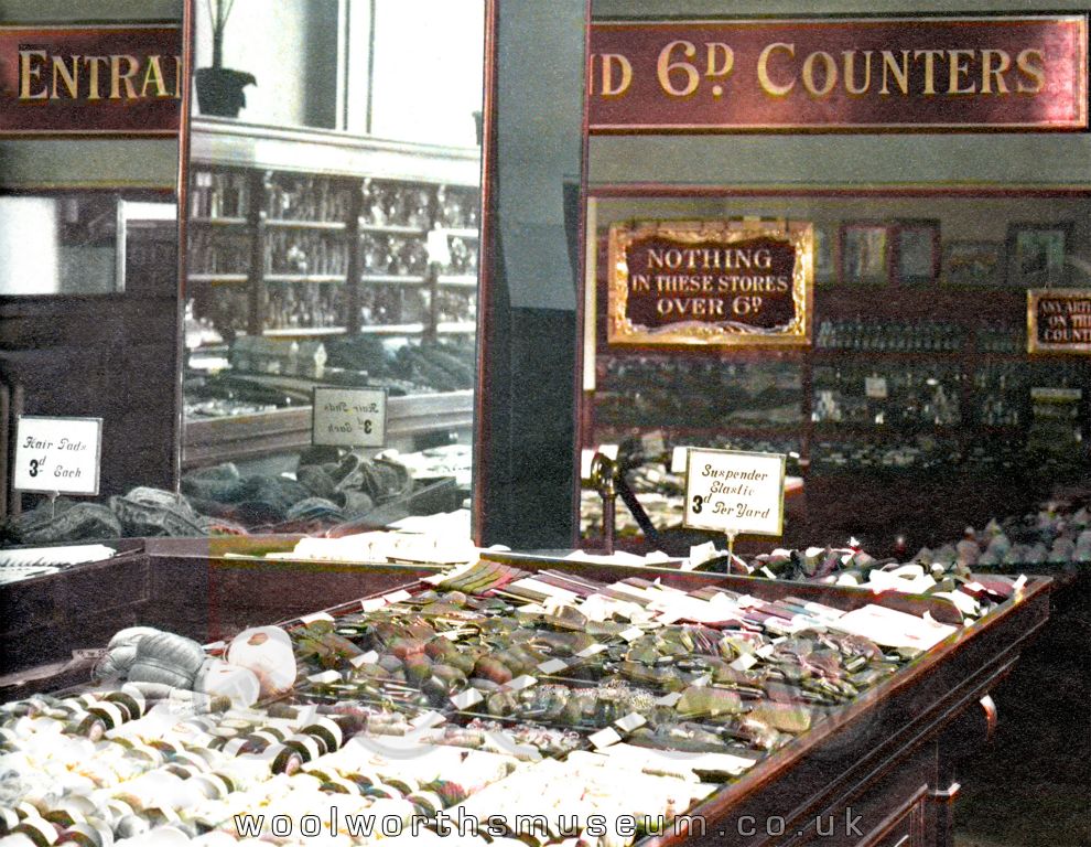 Threepenny goods were displayed towards the back of the Church Street, Liverpool store, behind the sixpenny counters. Meanwhile the part of the store opening into Williamson Street was entirely stocked with penny items