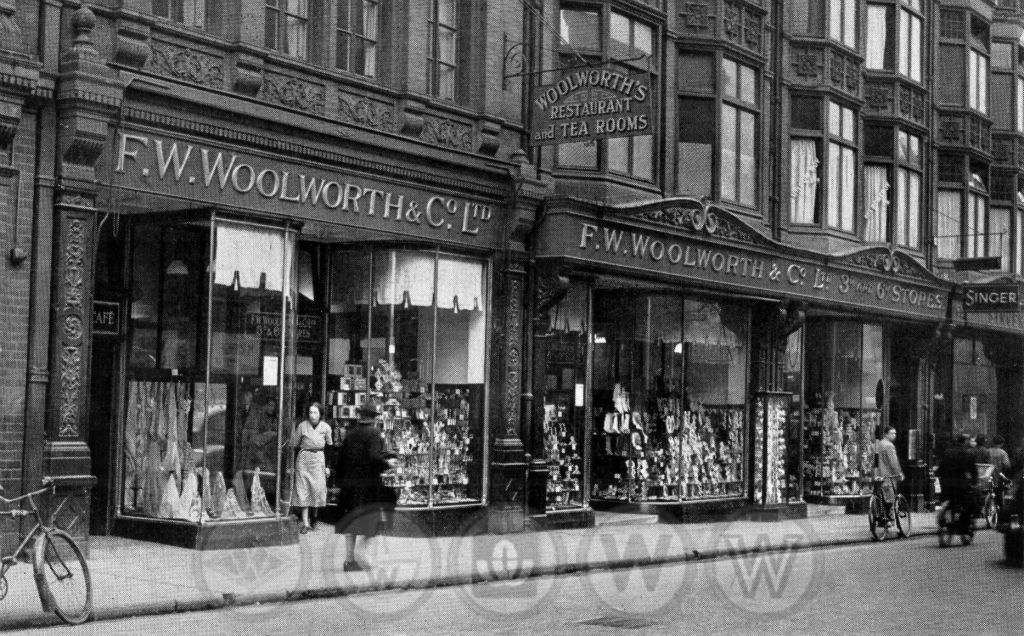 A 25th birthday view of the enlarged store in the premier shopping street.. After World War II its unique look was replaced by the standard house style. New owners controversially decided to withdraw from Ireland, forcing its closure on 3rd March 1984.