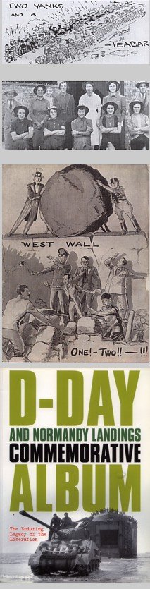 Home front defiance gave way to optimism as success followed the D-Day landings - John Bull and Uncle Sam are portrayed at the Wall of Berlin in the cartoon from the Woolworths New Bond Magazine