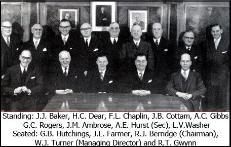 Pictured in the new Board Room at Woolworth House in Marylebone, London, the British Board in a photograph to commemorate their Company's Golden Jubilee in 1959
