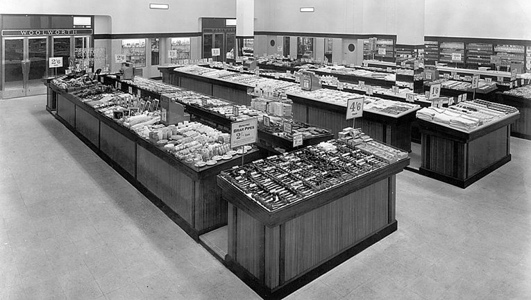 Briar pipes and smokers' requisites (in the foreground) were a popular part of Woolworth's diverse range of "Fancy Goods" in the 1950s