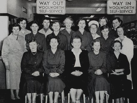 The Manageress and colleagues who pioneered self-service for Woolworths at the Cobham, Surrey store in Spring 1955