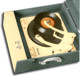 A portable record player from the 1950s